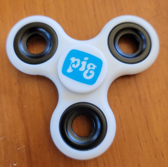 PIG White & Blue Fidget Spinner with Black Features - Picture 3 of 7